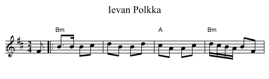 Ievan Polkka - staff notation