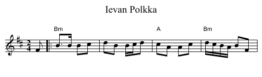 Ievan Polkka - staff notation