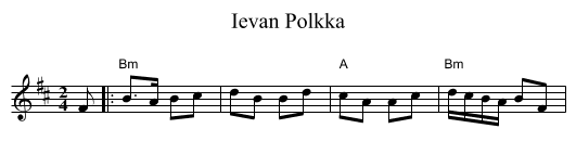 Ievan Polkka - staff notation