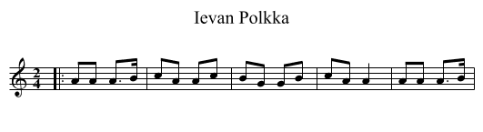 Ievan Polkka - staff notation