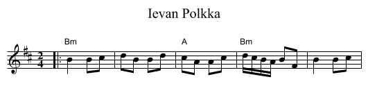 Ievan Polkka - staff notation