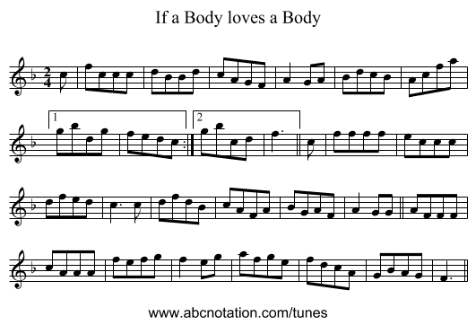 If a Body loves a Body - staff notation