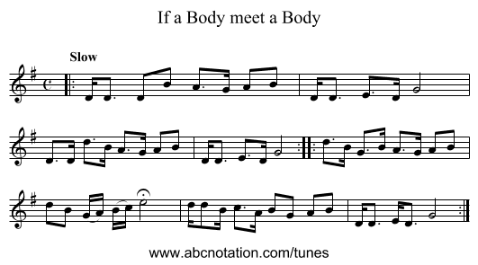 If a Body meet a Body - staff notation