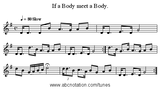 If a Body meet a Body. - staff notation