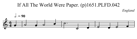 If All The World Were Paper. (p)1651.PLFD.042 - staff notation