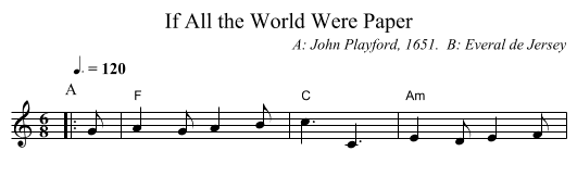 If All the World Were Paper - staff notation