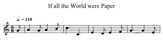 If all the World were Paper - staff notation