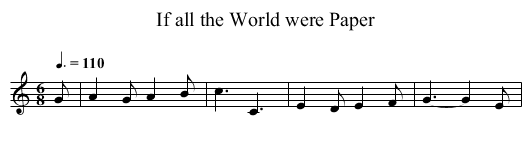 If all the World were Paper - staff notation