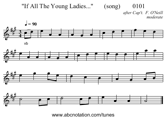 If All The Young Ladies...       (song)        0101 - staff notation