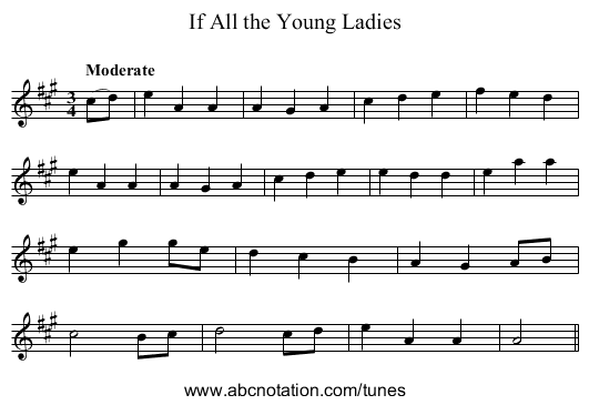 If All the Young Ladies - staff notation