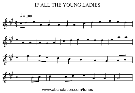 IF ALL THE YOUNG LADIES - staff notation
