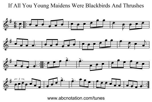 If All You Young Maidens Were Blackbirds And Thrushes - staff notation