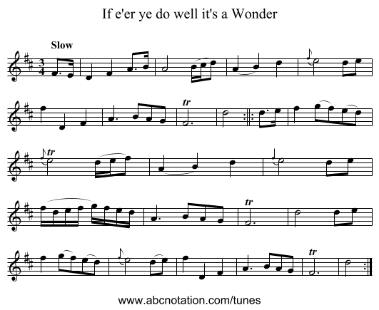 If e'er ye do well it's a Wonder - staff notation
