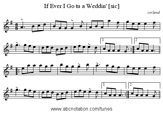 If Ever I Go tu a Weddin' [sic] - staff notation