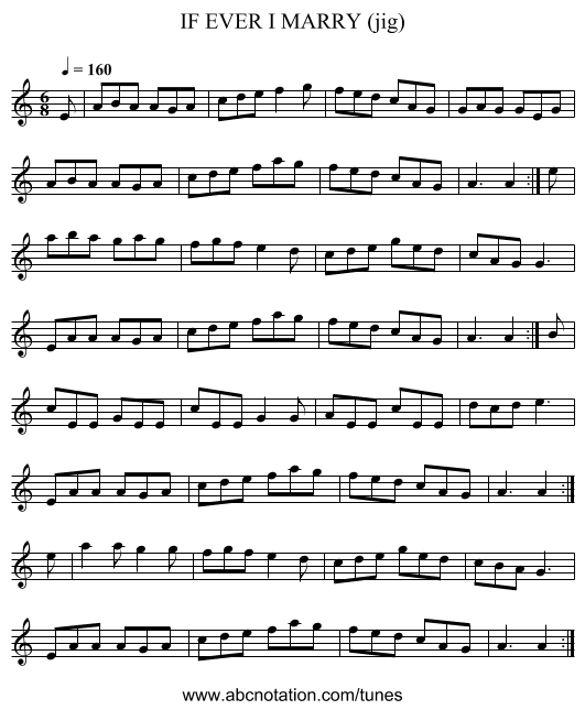 IF EVER I MARRY (jig) - staff notation