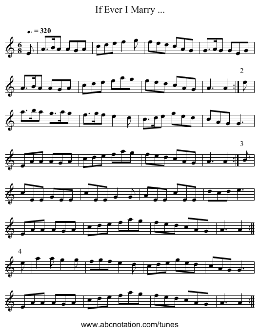 If Ever I Marry ... - staff notation