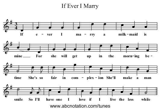 If Ever I Marry - staff notation