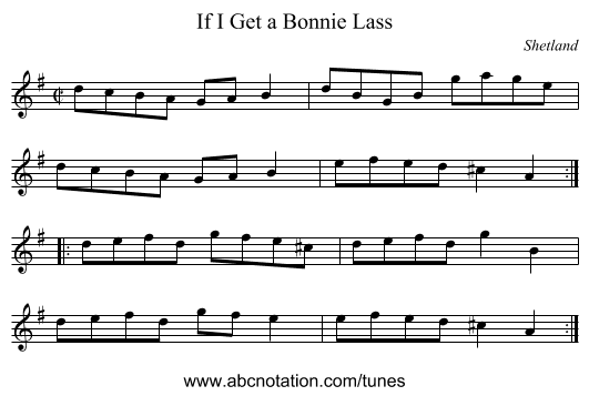 If I Get a Bonnie Lass - staff notation