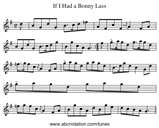 If I Had a Bonny Lass - staff notation