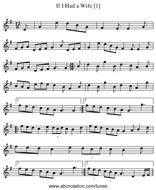 If I Had a Wife [1] - staff notation