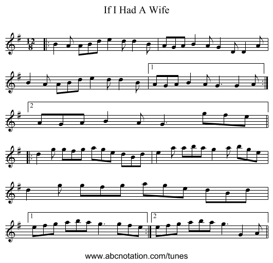If I Had A Wife - staff notation