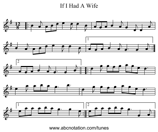 If I Had A Wife - staff notation