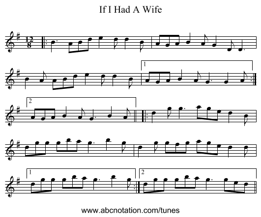 If I Had A Wife - staff notation
