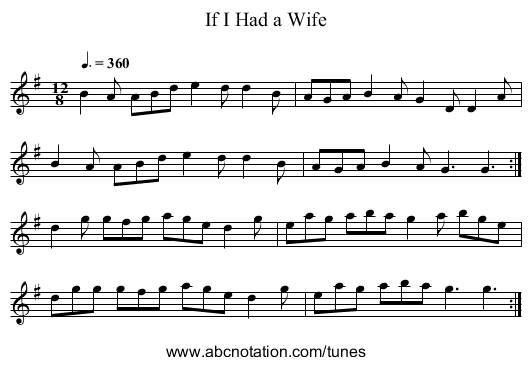If I Had a Wife - staff notation