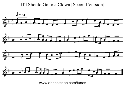 If I Should Go to a Clown [Second Version] - staff notation