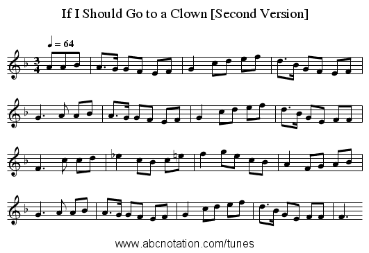 If I Should Go to a Clown [Second Version] - staff notation