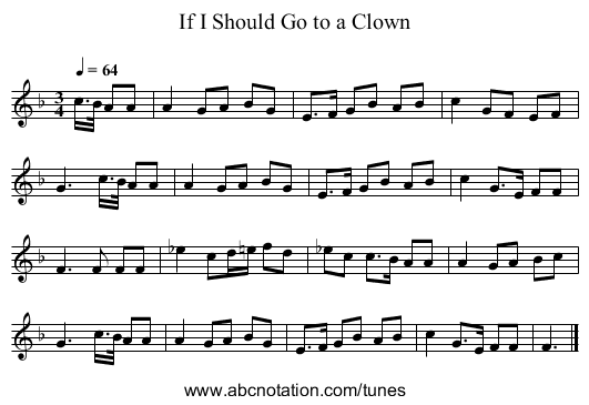 If I Should Go to a Clown - staff notation