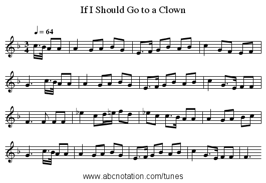 If I Should Go to a Clown - staff notation