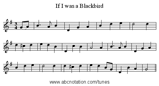 If I was a Blackbird - staff notation