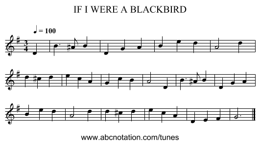IF I WERE A BLACKBIRD - staff notation