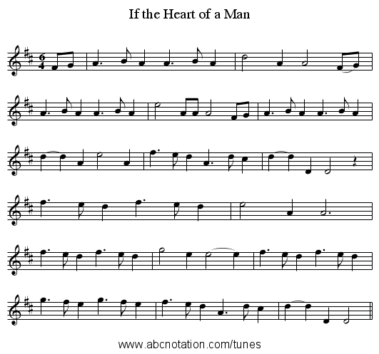 If the Heart of a Man - staff notation
