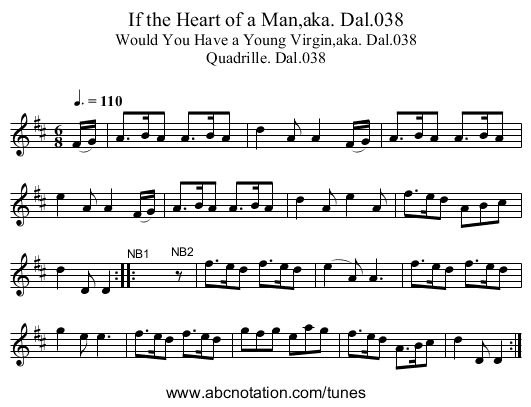 If the Heart of a Man,aka. Dal.038 - staff notation