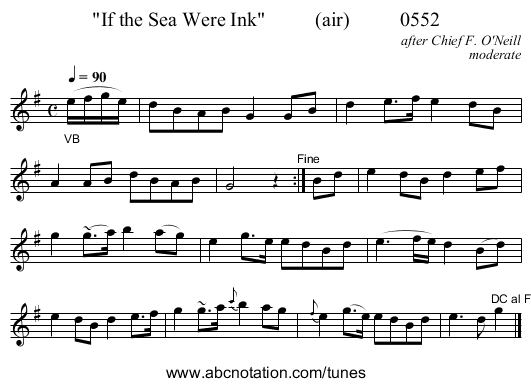 If the Sea Were Ink          (air)          0552 - staff notation