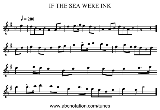 IF THE SEA WERE INK - staff notation