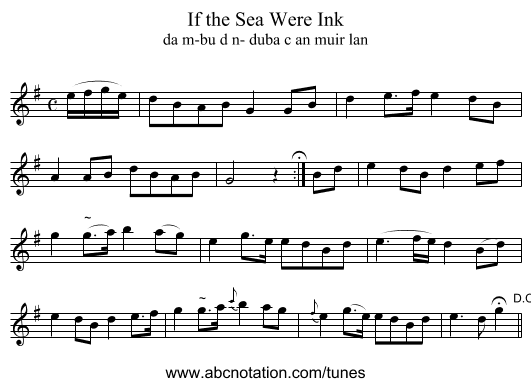 If the Sea Were Ink - staff notation