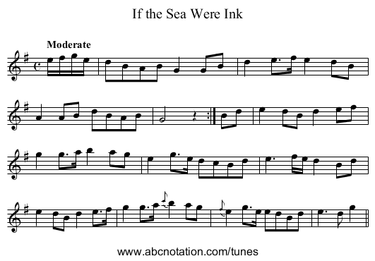 If the Sea Were Ink - staff notation