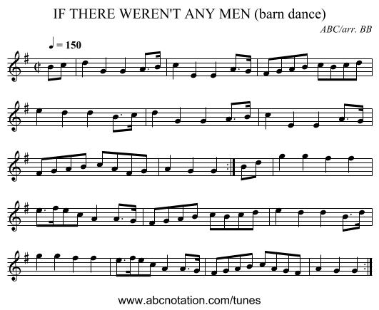 IF THERE WEREN'T ANY MEN (barn dance) - staff notation
