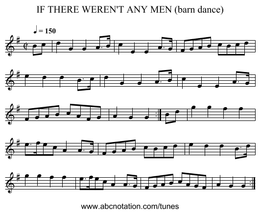 IF THERE WEREN'T ANY MEN (barn dance) - staff notation