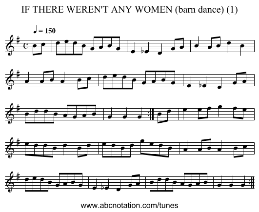 IF THERE WEREN'T ANY WOMEN (barn dance) (1) - staff notation