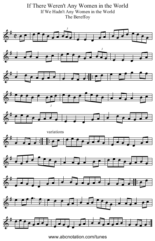 If There Weren't Any Women in the World - staff notation