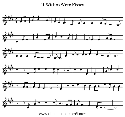 If Wishes Were Fishes - staff notation