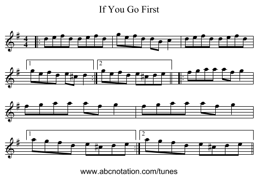 If You Go First - staff notation