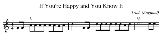 If You're Happy and You Know It - staff notation