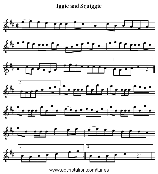 Iggie and Squiggie - staff notation