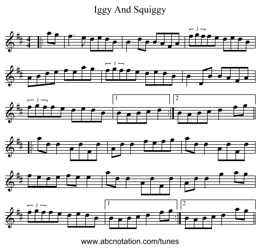 Iggy And Squiggy - staff notation