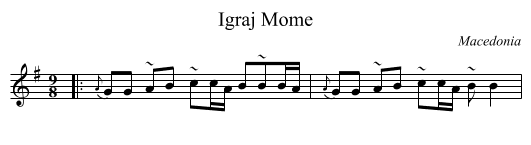 Igraj Mome - staff notation